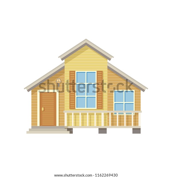 Detailed Cottage Country House Home Facade Stock Vector Royalty