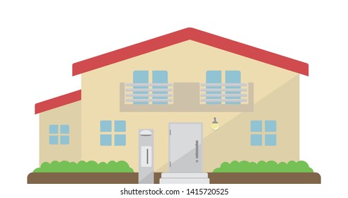 Detailed cottage house. flat vector illustration.