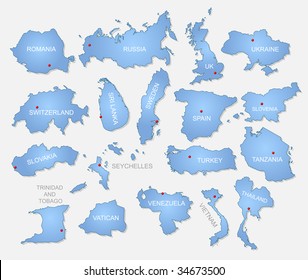Detailed countries collection. Vector illustration.