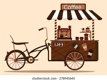Detailed creative vector ice cream bicycle cart vintage classic design  svg