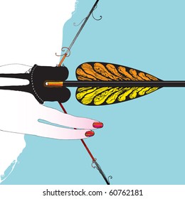 Detailed critical point in archery sport original vector illustration