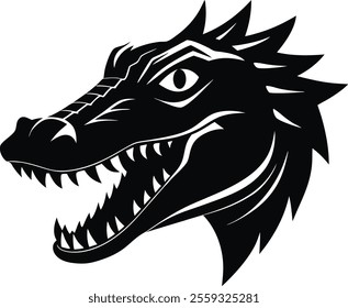 Detailed Crocodile Head Silhouette Vector Illustration