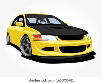 detailed custom car cartoon vector illustration art