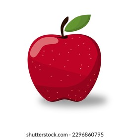 Detailed Dark red and ripe apple fruit vector icon illustration with spot