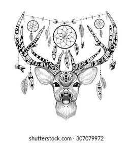 Detailed Deer in aztec style