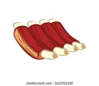 Detailed Delicious Grilled Ribs Illustration