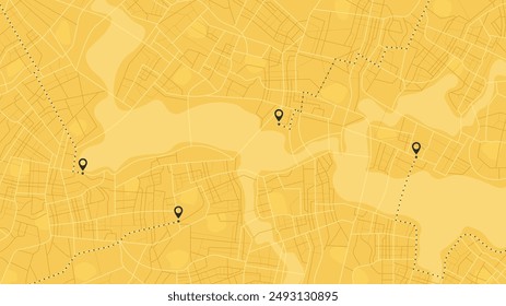 Detailed delivery plan to deliver your package. Application with track information flat style. Location tracker dashboard with data of arrive time on city map. Vector background