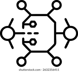 A detailed depiction of a geometric network diagram featuring circles, lines, and an octagon, symbolizing complex connectivity and structured design.