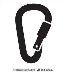 A detailed design of a carabiner, showcasing its intricate features and metallic texture. 