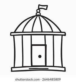 A detailed design depicting a prison scene. 