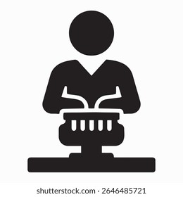 A detailed design depicting a stenographer at work. 