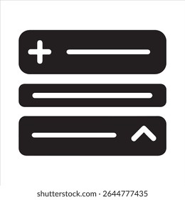 A detailed design of an expanding accordion panel, showcasing its functionality and design elements. The graphic utilizes a range of colors and includes text using Helvetica and Courier fonts.