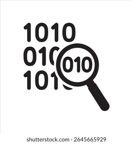 A detailed design featuring binary code examined with a magnifying glass. 