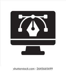 A detailed design featuring a computer monitor displaying a design tool interface. 