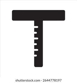 A detailed design of a T-square, rendered in high resolution with precise lines and sharp details. 