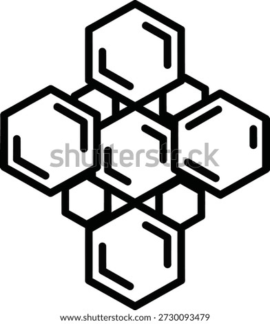 A detailed diagram of the molecular structure of graphite, composed of hexagonal carbon rings