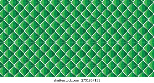 Padrão de diamante detalhado em verde com uma sobreposição de grade branca, criando um design moderno e dinâmico em uma superfície verde texturizada, ideal para conceitos abstratos