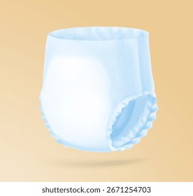 Detaillierte Windelhosen Mockup. Vektorgrafik auf farbigem Hintergrund. Perfekt um die Windel, ihre Hauptteile und Vorteile für Baby, Erwachsene zu zeigen. EPS10.