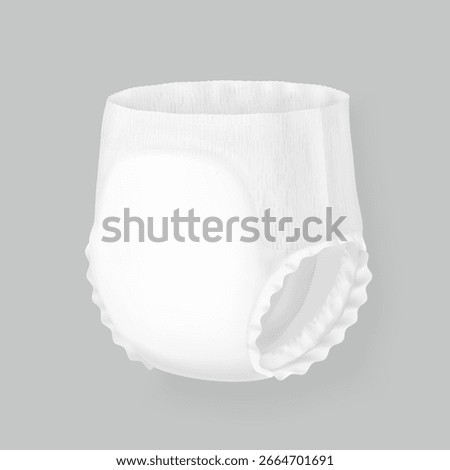 Detailed diaper pant mockup. Vector illustration isolated on grey background. Perfect for showing the diaper, its main parts and benefits for baby, adults. EPS10.	