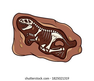 Detailed Dinosaur Fossil Illustration with Cartoon Style