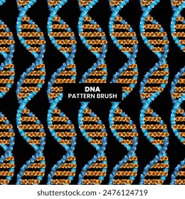 Patrón de ADN detallado con fondo negro, ilustrador de patrón de pincel