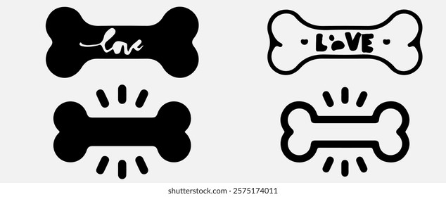 Detailed Dog Bone Silhouette Vector, Perfect for Pet Lovers' Artwork and Creative Design