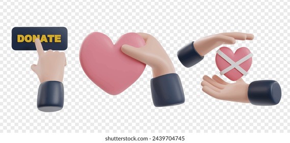 Detailed donation 3d icon render clipart 