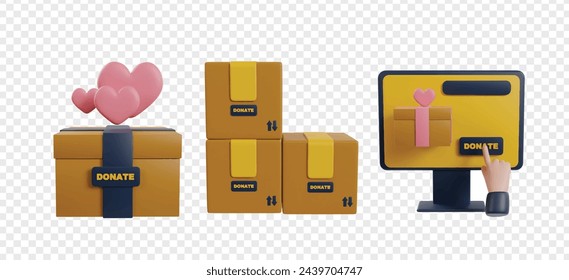 Icono de donación 3d detallado render clipart 