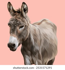 Ilustração Detalhada de Burro em estilo de arte vetorial