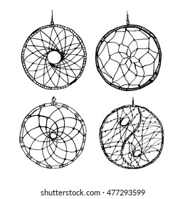 Detailed doodle ink bases for dreamcatchers
