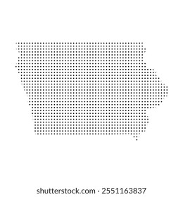 El mapa de puntos detallado del Iowa se muestra en blanco y negro