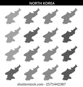 Detailed dot map representation of North Korea showcasing geographical features clearly