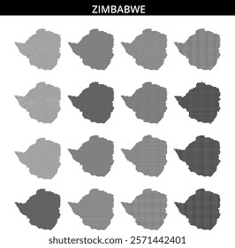 Detailed dot pattern representation of Zimbabwe illustrating geographical features