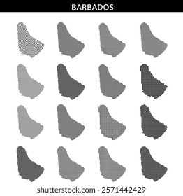 Detailed dot representation of Barbados highlighting its unique geography and shape