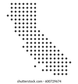 Detailed dotted black and white California state map illustration vector