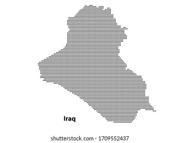 Detailed dotted halftone map of Iraq - Vector illustration