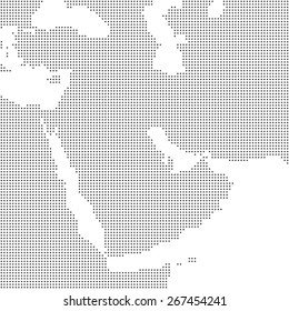 Detailed Dotted Map Of Middle East And Arabian Peninsula Vector