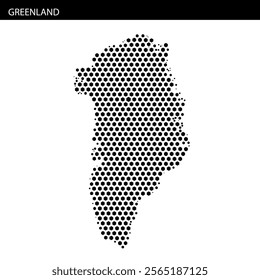 Detailed dotted outline of Greenland highlights the island's geographical features and contours effectively.