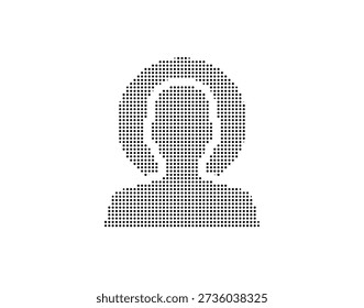 Detailed dotwork illustration of a customer support agent wearing a headset, created with small dots on a white background
