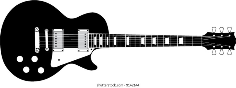 A detailed drawing of a solid-body electric guitar