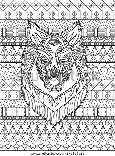 detailed drawing wolf coloring page stock vector royalty