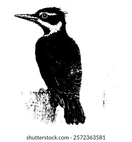 detailed drawing of a woodpecker with intricate feathers