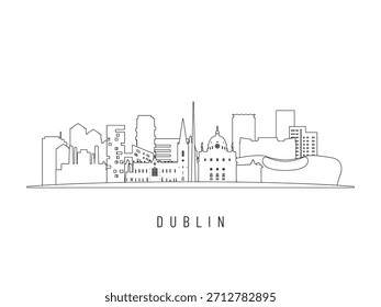 Ilustración vectorial detallada del horizonte de Dublín. Edificios de Dublín en estilo de arte de línea, perfecto para diseños modernos.