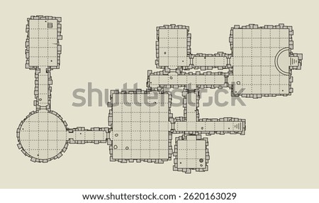 Detailed Dungeon Map for Fantasy Role-Playing Games