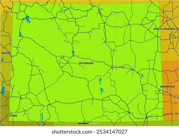 Um mapa vetorial editável detalhado do estado americano do Alabama. O mapa destaca fronteiras estaduais, grandes cidades, rodovias, rios e características geográficas. Ideal para design e apresentações.