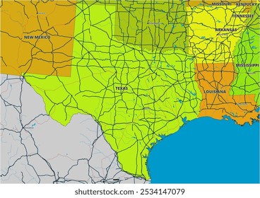 Um mapa vetorial editável detalhado do estado americano do Alabama. O mapa destaca fronteiras estaduais, grandes cidades, rodovias, rios e características geográficas. Ideal para design e apresentações.