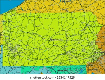 Um mapa vetorial editável detalhado do estado americano do Alabama. O mapa destaca fronteiras estaduais, grandes cidades, rodovias, rios e características geográficas. Ideal para design e apresentações.