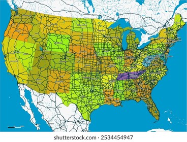 A detailed editable vector map of the U.S. state of Wyoming. The map highlights state boundaries, major cities, highways, rivers, and geographic features. Ideal for design and presentations.
