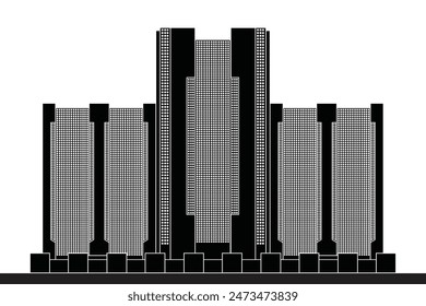 Detailed editable vector silhouette of the Central Bank of Nigeria Headquarters in Abuja. Ideal for branding, marketing and design projects. Showcasing Nigeria's financial and architectural prominence