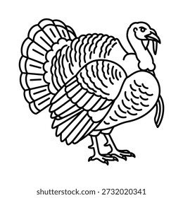 Una Ilustración vectorial detallada y elegante de un pavo, perfecto para el Día de Acción de Gracias y temas de vacaciones. Ideal para proyectos de diseño, tarjetas de felicitación y arte digital.